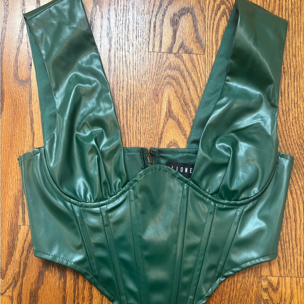 Lioness Green Leather Corset